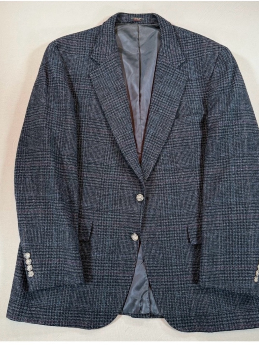 Men's Navy Glen Plaid Sport Coat 100% Wool Blazer Sports Coat